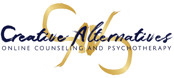 Creative Alternatives Online Counseling and Psychotherapy logo with byline